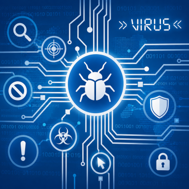Détection des virus et menaces informatiques Illustration d’un virus informatique détecté dans un système numérique sécurisé