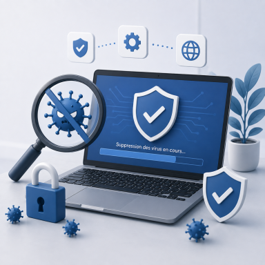 Analyse antivirus et nettoyage informatique Analyse antivirus d’un ordinateur pour détecter et supprimer les logiciels malveillants